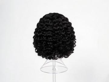 Natural Black Curly Bob Wig Lace Front Human Hair