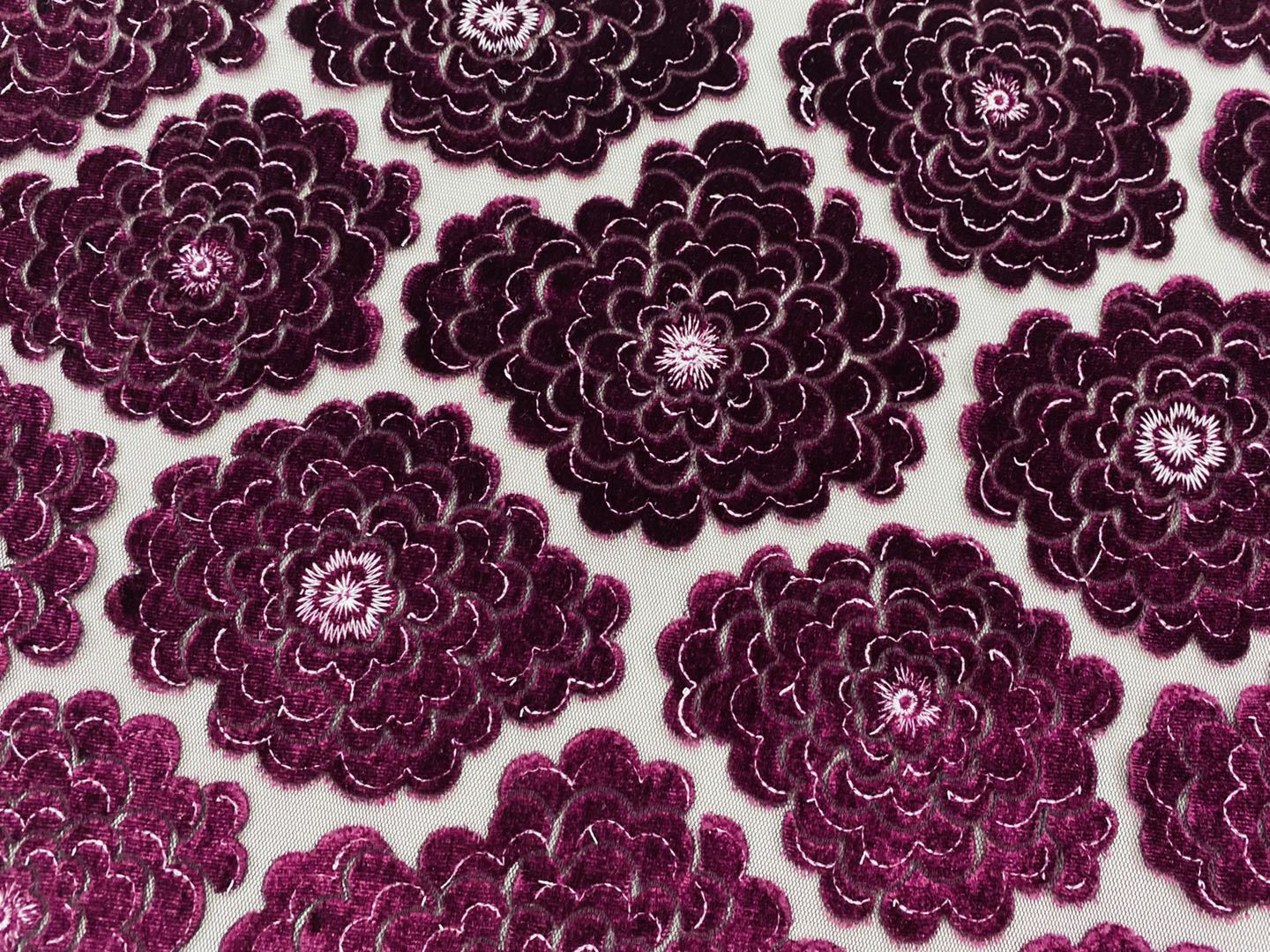 Flower Embroidery Velvet Fabric
