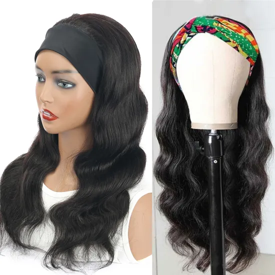 Cheap Price Malaysian Virgin Human Hair Body Wave Head band Wigs For Black Women Glueless Remy Scarf Headband Machine Made Wig