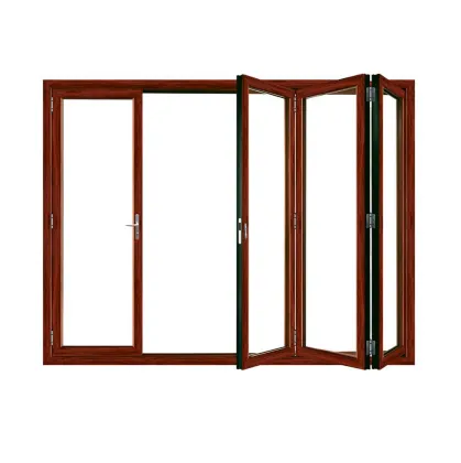 Non Thermal Break Wood Grain Aluminum Folding Doors