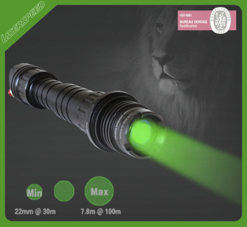 tactical 100mw zoomable laser beam china supply green laser flashlight