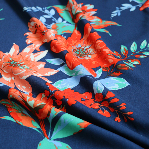 100cm*140cm Vintage Flower Sewing Dress Fabric Quality Rayon Poplin Material Viscose