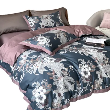 300TC Luxury Egyptian Cotton Printed Quilt Cover Bedding Set