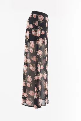 Print chiffon with wide leg pants