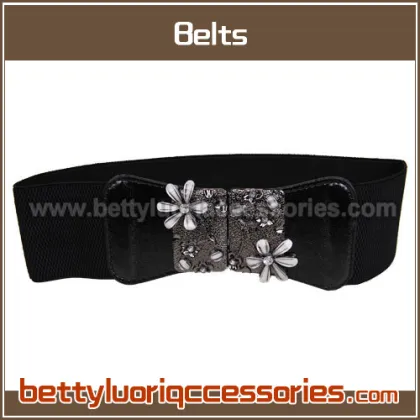 Black Flower Elastic Belt