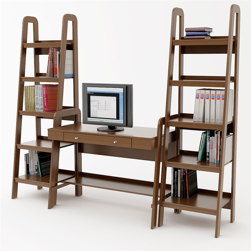 Simple Design Wood Ladder Desk with Keyboard Tray