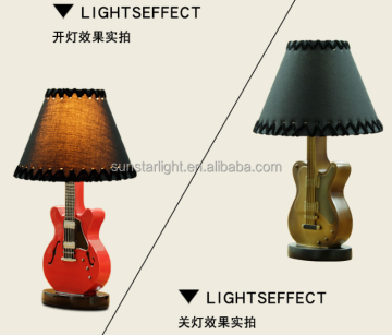 Cartoon Creative Table Lamp: Guitar Shape Resin Bedside Lamp for Children's Room