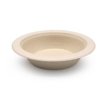 16 oz Biodegradable Eco Durable Bagasse Fiber Microwavable Disposable Round Flat Bowl Plate for Hot Food