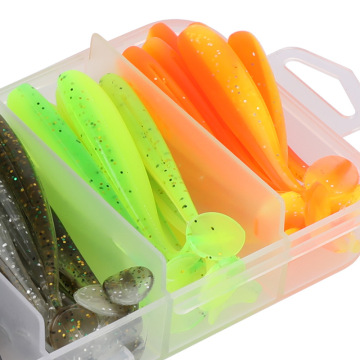 50Pcs/Box Soft Bait Fishing Lure Kits - PVC T-tail Soft Shads Swimbait Lure Bait