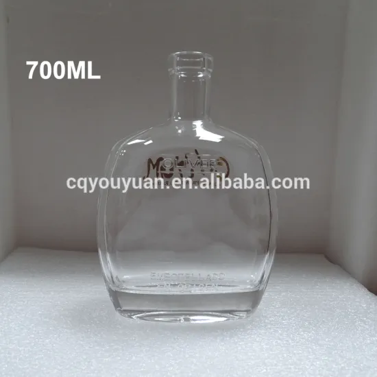 Top grade lead free flask decorative liquor bottle glass 700 ml