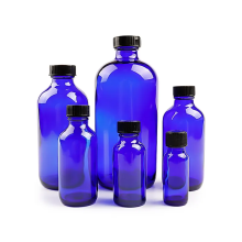 60ml blue glass boston bottle with plastic cap