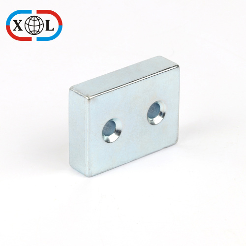 Block shape neodymium magnet with two holes