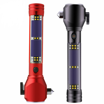 Wholesale Emergency Solar Flashlight, Multi-purpose Torch & Safety Hammer: Durable Outdoor Survival Kit