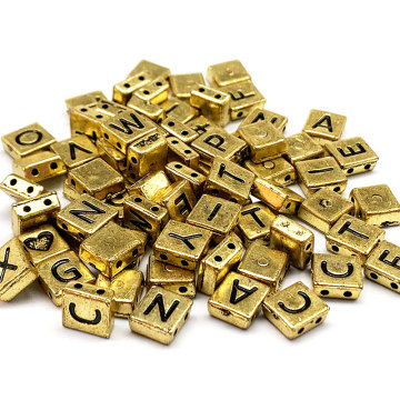 Nouvelle lettre perles en plastique ABS 2 trous 10 mm cube plat carré nombre perles coeur lettres pour bijoux à bricoler soi-même