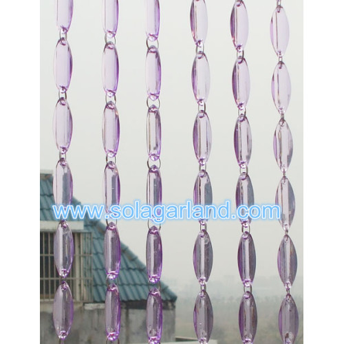 Vente en gros ovale violet perle simple conception de rideau guirlande décorative de perle de cristal