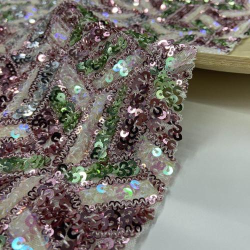 Multicolor Glitter Rhombus Sequins Embroidery Fabric