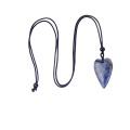 Sodalite 25x40mm Love Heart Pendant Necklace Adjustable Rope Chain