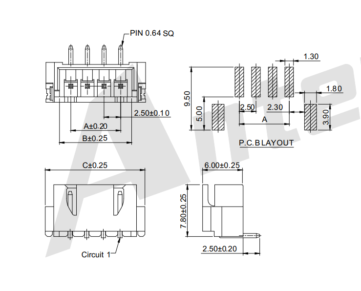 2.50mm pitch 180°Wafer-SMT TYPE Connector Series