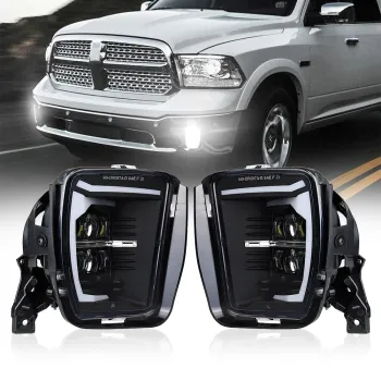 Bumper Driving Fog Lamps LED Fog Lights Pair for Dodge Ram 1500 2013-2018 Silver