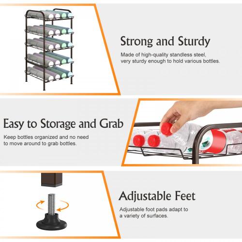 5 couches Organisateur de bouteille d&#39;eau réglable pour l&#39;armoire