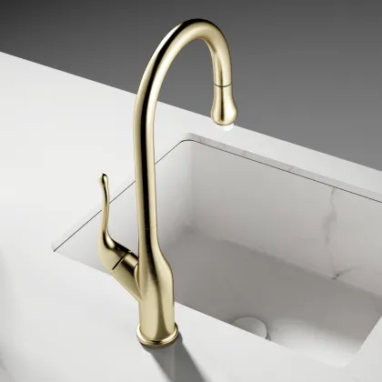White Cold Hot Water Kitchen Faucet with Sprayer