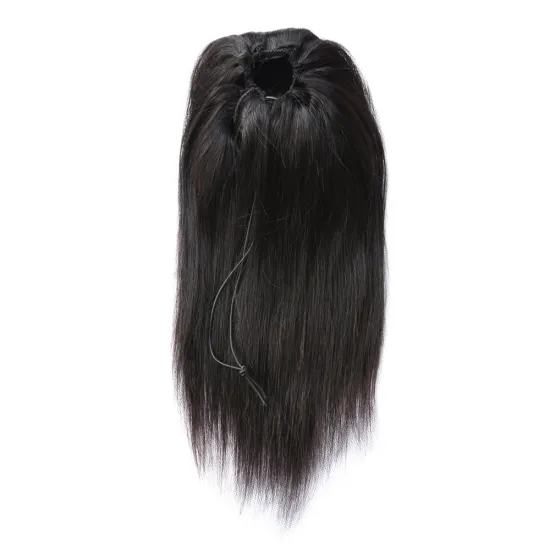 Straight Long Ponytail 100% Human Hair Drawstring Ponytail With Clips in For Women Brazilian Non Remy Hair 1 Piece Ms Love