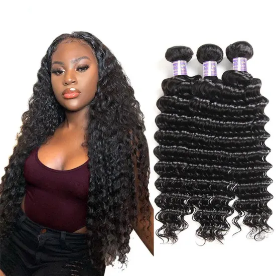 Factory dyeable deep wave human hair bundles raw human hair extension virgin human hair bundles with closure set on sale