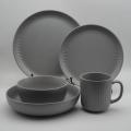 Grijs reliëf steengoed servies, Chinees keramisch servies, keramische servies sets