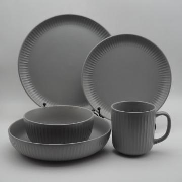 Vigera gris stoneware, vajilla de cerámica china, juegos de vajillas de cerámica