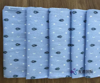 100% Rayon Printed Fabric Little Star Moon Pattern