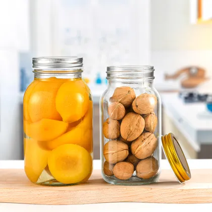 Custom Round Empty Glass Food Jars - Wholesale Mason Jars with Wide Mouth