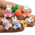 100Pcs Kawaii Cartoon Rabbit Carrots Flat Back Resin Cabochon Fit Phone Decor Scrapbooking Crafts DIY Kids Hair Bow Accessories