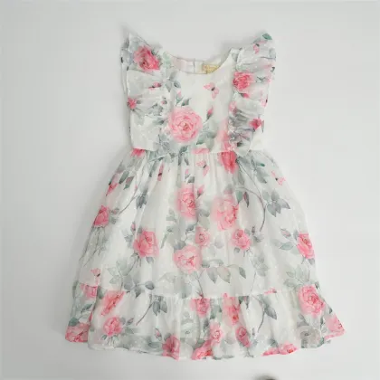 Pink Rose Chiffon Girl Dress
