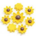 Cabujones de resina de girasol de fondo plano de simulación, encantos de resina de flores para niños, horquilla, cuerda de goma, accesorios de carcasa de teléfono