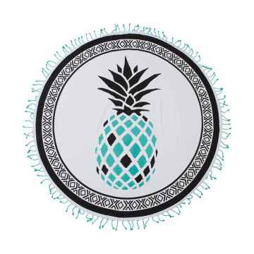 Silk Screen Print Round Beach Towel with Tassel