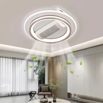 Modern Minimalist LED Bladeless Ceiling Fan and Lamp