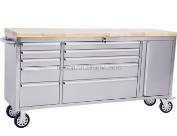 Heavy-Duty 15 Drawer Toolbox Socket Organizer with Wood Top