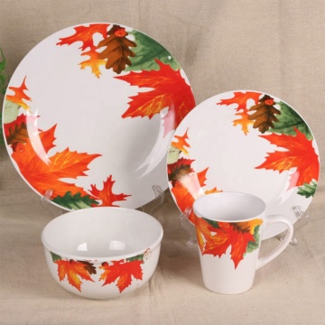Porcelain White Plates 16PCS Set - Luxury Ceramic Tableware for Restaurants