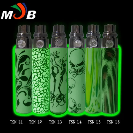 e cig battery TSN-L can glow in the dark place/ electronic cigarette battery
