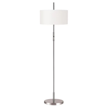 Hotel Indoor Iron Standing Floor Lamp with Round Linen Shade
