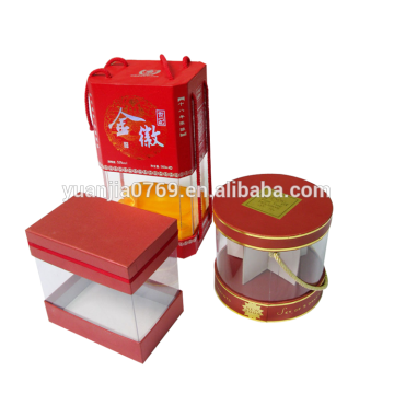 various shaped paper gift boxes with see through window in the middle