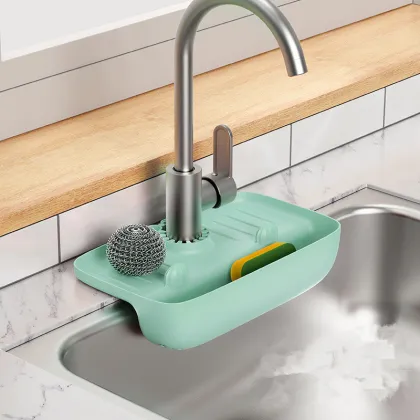 Factory Outlet Silicone Sink Organizer - Kitchen Rag, Sponge Storage, Faucet Splash-Proof Draining Rack
