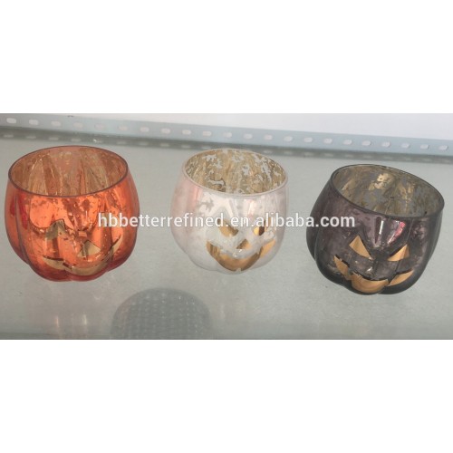 Halloween Amber Mercury Glass Votive Candle Holders