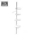 Stainless Steel Tube Bathroom Organizer Floor Stand Shower Caddy with Plastic Shelves
