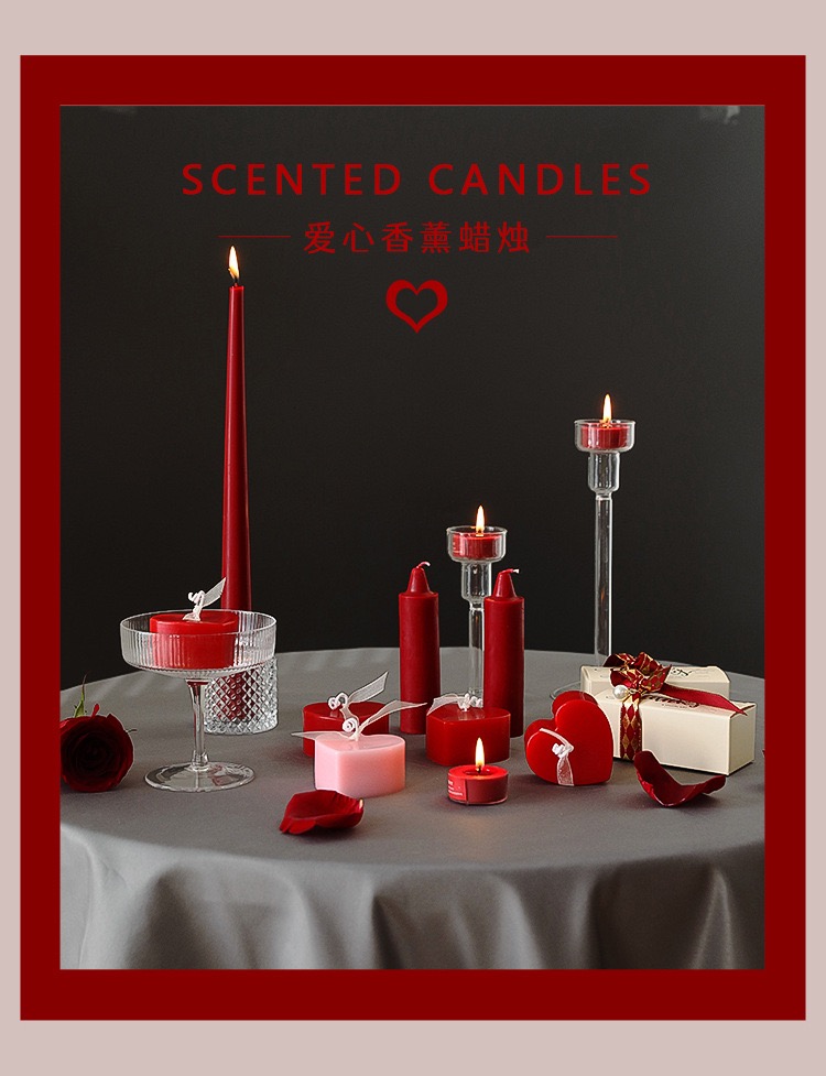 Smokeless romantic Heart-shaped Valentine's Day Wax candle