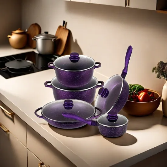 Aluminum Nonstick Cookware Set: Custom Fry Pan, Shallow Casserole, Soup Pots & Sauce Pan Kitchen Cookware