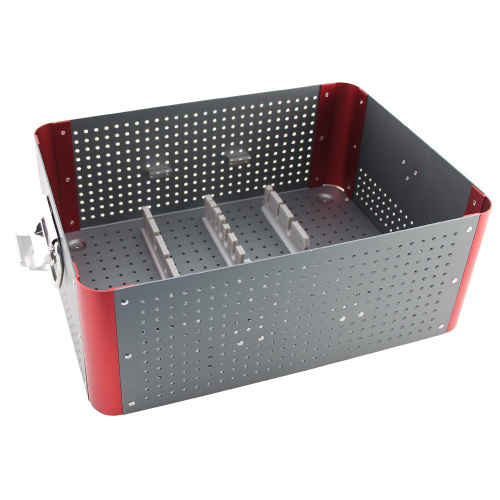 Caja de esterilización de instrumentos laparoscópicos quirúrgicos de aluminio