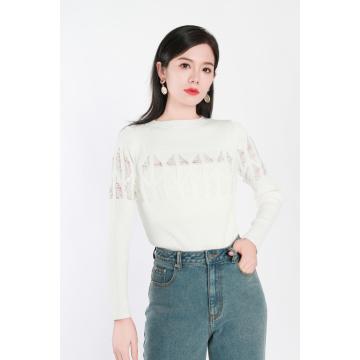 Crew-neck Long-sleeved Woolen Blouse