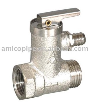 Brass safety valve for electric water heater