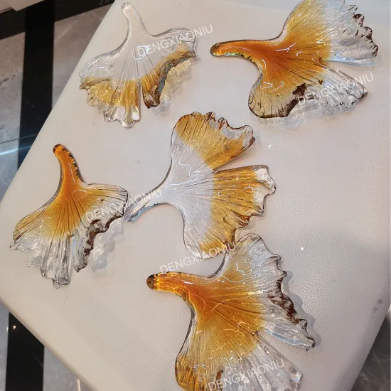 Art Glass Maple Leaf Moroccan Chandelier for High Ceiling and Long Staircase